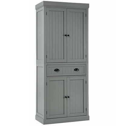 Cupboard Freestanding Kitchen Cabinet with Adjustable Shelves - Gray