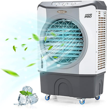 4-in-1 Industrial Evaporative Air Cooler Fan with 12 Gallon Tank and Wheels