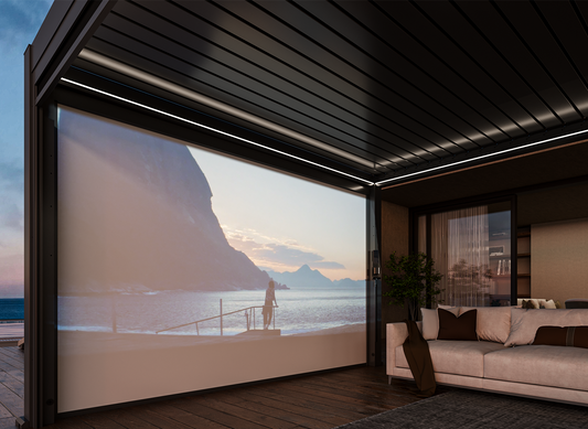 Motorized Projection Screen for FlexPatio Pergolas