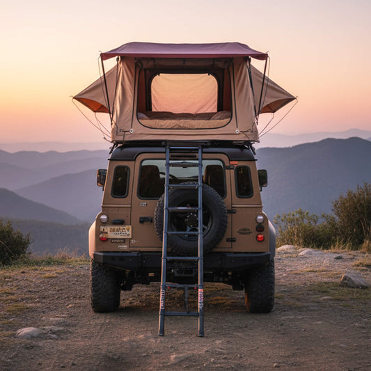 Trailora Summit Soft-Shell Aluminum Rooftop Tent with Ladder, LED Light Strip, and Memory Foam Mattress