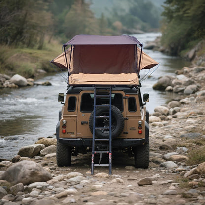 Trailora Summit Soft-Shell Aluminum Rooftop Tent with Ladder, LED Light Strip, and Memory Foam Mattress