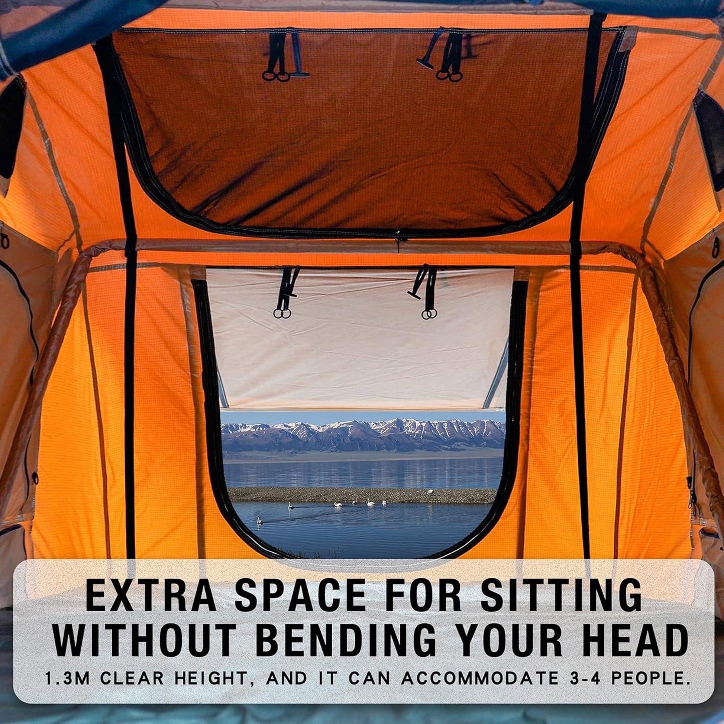 Trailora Summit Soft-Shell Aluminum Rooftop Tent with Ladder, LED Light Strip, and Memory Foam Mattress