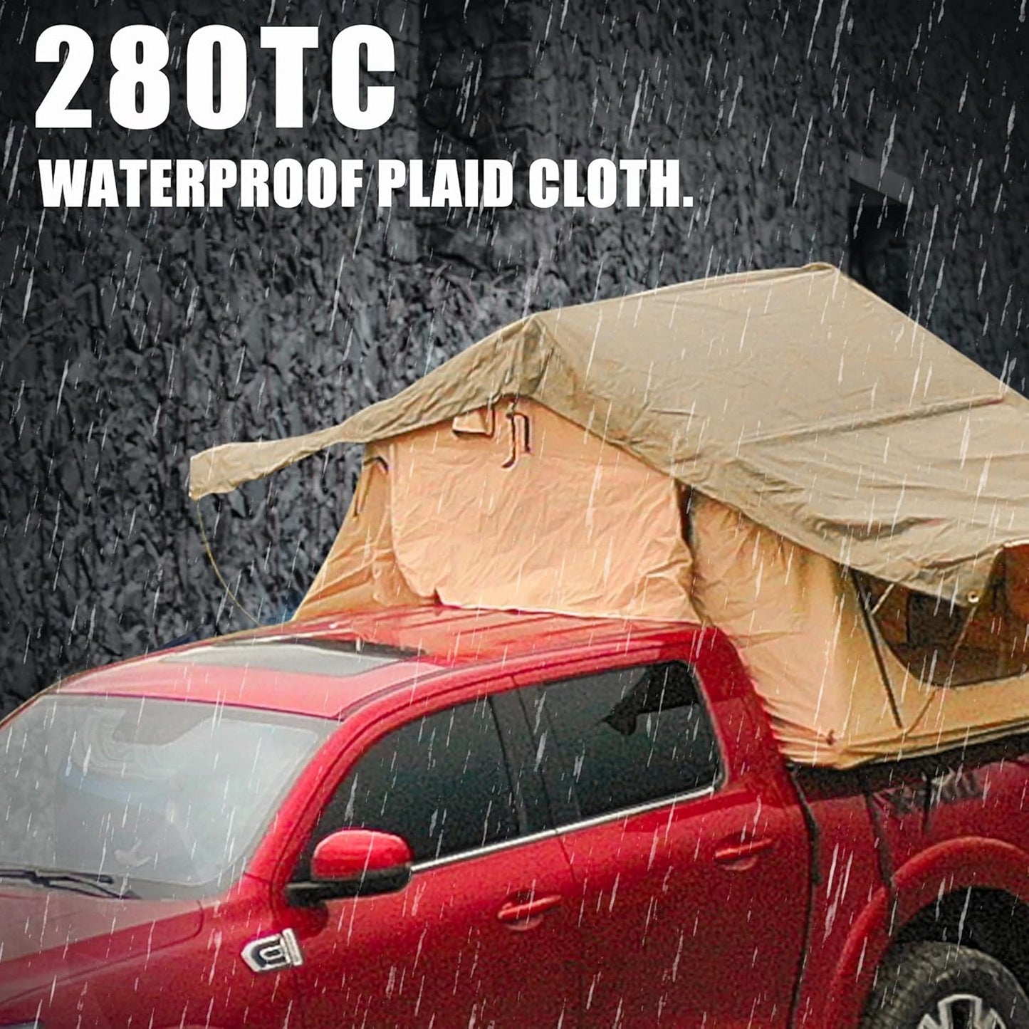 Trailora Summit Soft-Shell Aluminum Rooftop Tent with Ladder, LED Light Strip, and Memory Foam Mattress