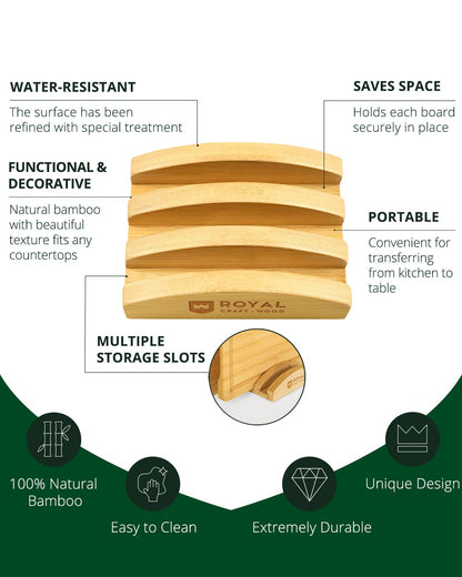Cutting Board Stand with 3 Slots, Natural