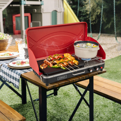2-in-1 Gas Camping Grill and Stove with 4 Detachable Legs
