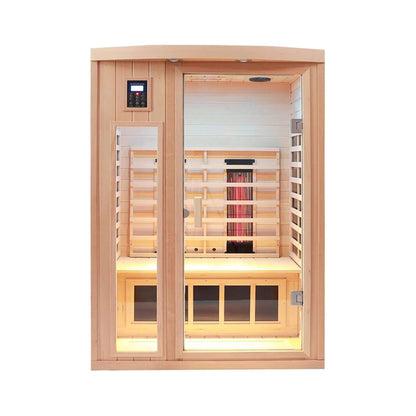 Thermora Premium 2-Person Low EMF FAR-Infrared Heat Wood Home Personal Spa Sauna with Ceramic Heaters 1760W