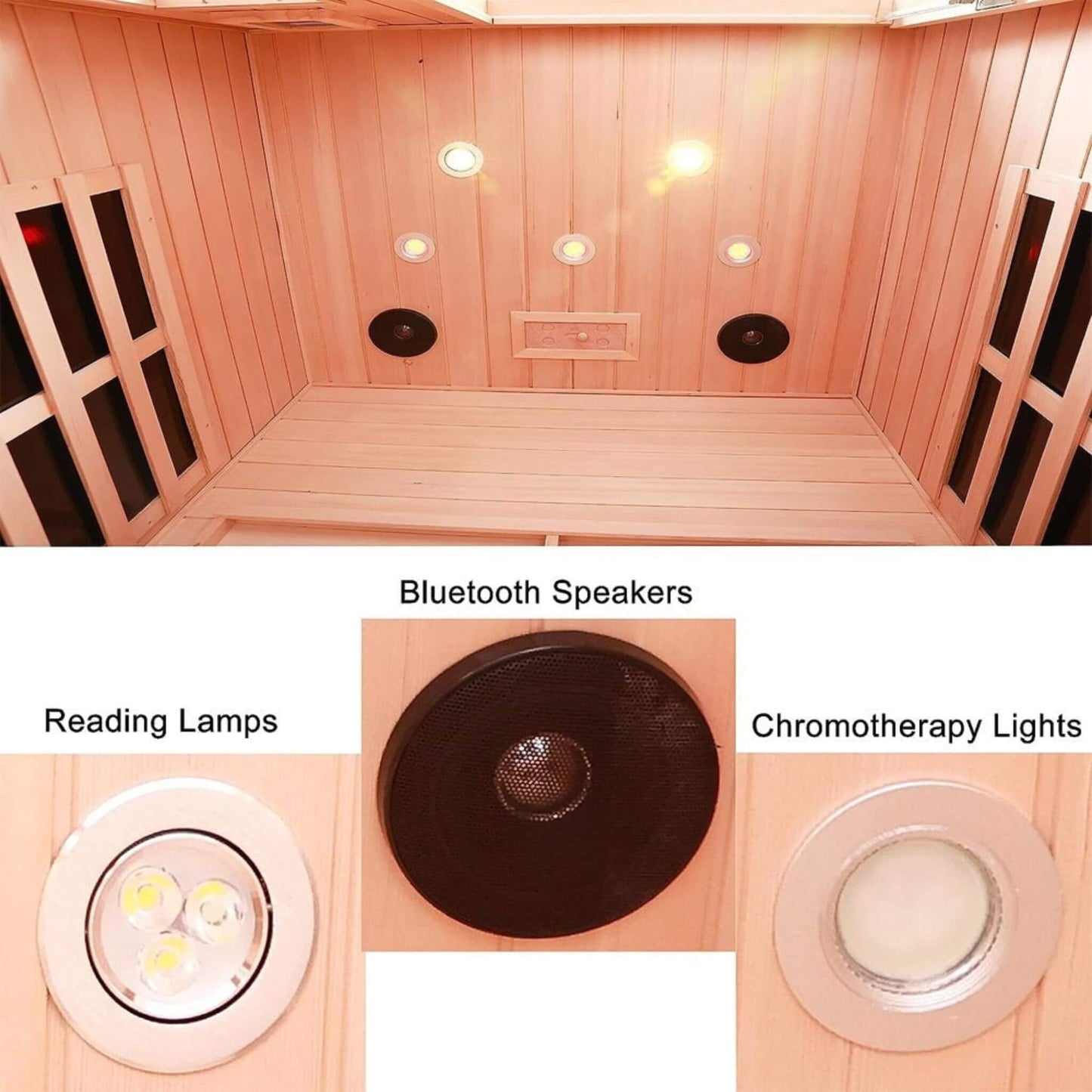 Thermora Premium 2-Person Low EMF FAR-Infrared Heat Wood Home Personal Spa Sauna with Ceramic Heaters 1760W