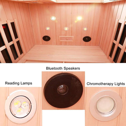 Thermora Premium 2-Person Low EMF FAR-Infrared Heat Wood Home Personal Spa Sauna with Ceramic Heaters 1760W