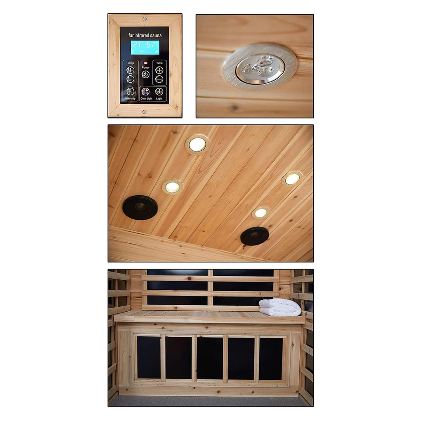 Thermora Luxury 2-Person Outdoor Low EMF Hemlock Infrared Sauna With Bluetooth And Chromotherapy Light