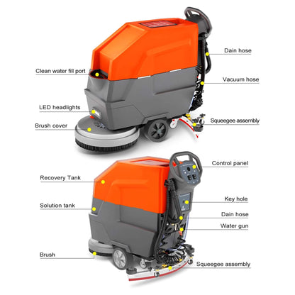 20-Inch Heavy-Duty All-In-One Commercial Electric Walk-Behind Floor Scrubber