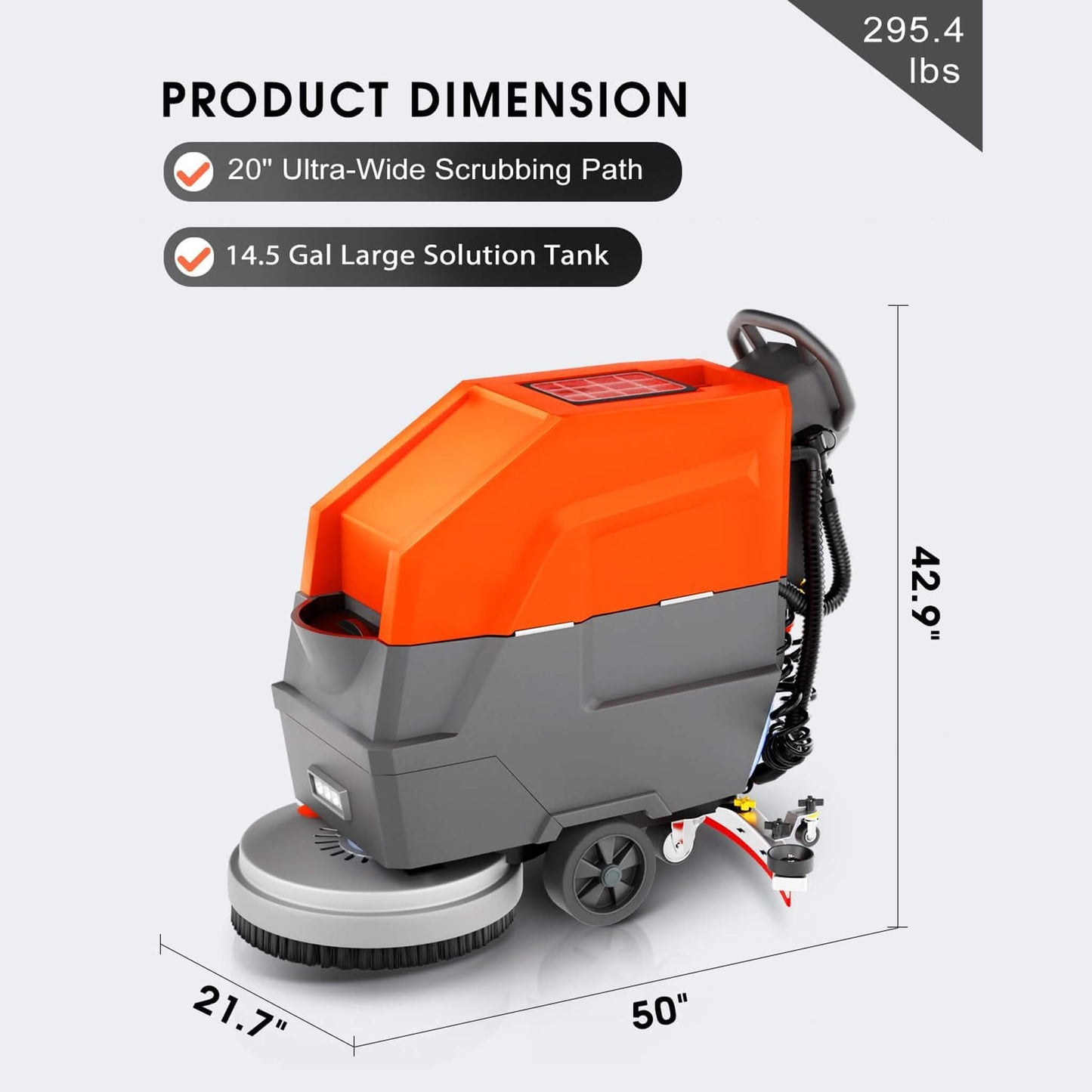 20-Inch Heavy-Duty All-In-One Commercial Electric Walk-Behind Floor Scrubber