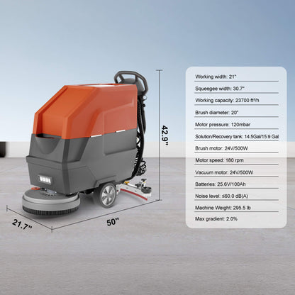 20-Inch Heavy-Duty All-In-One Commercial Electric Walk-Behind Floor Scrubber