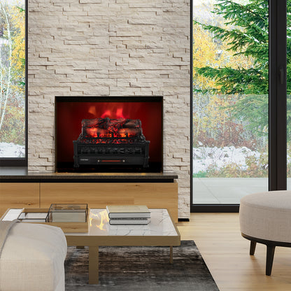 20" Electric Fireplace Heater with Realistic Pinewood Ember Bed