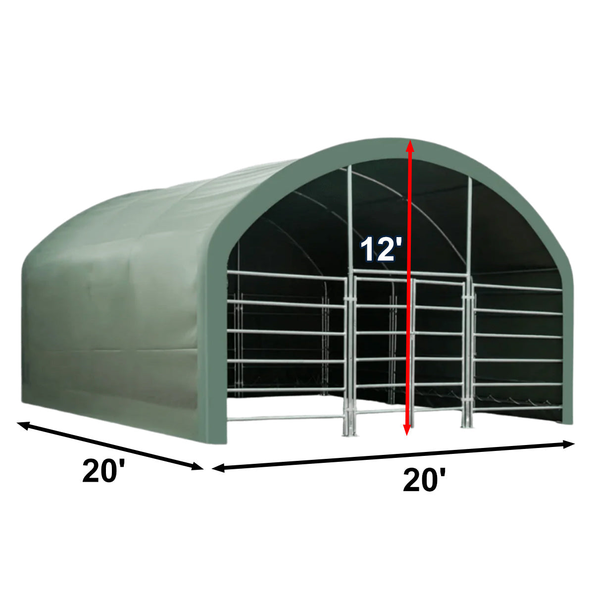20FT x 20FT Livestock Corral Shelter with Front Door