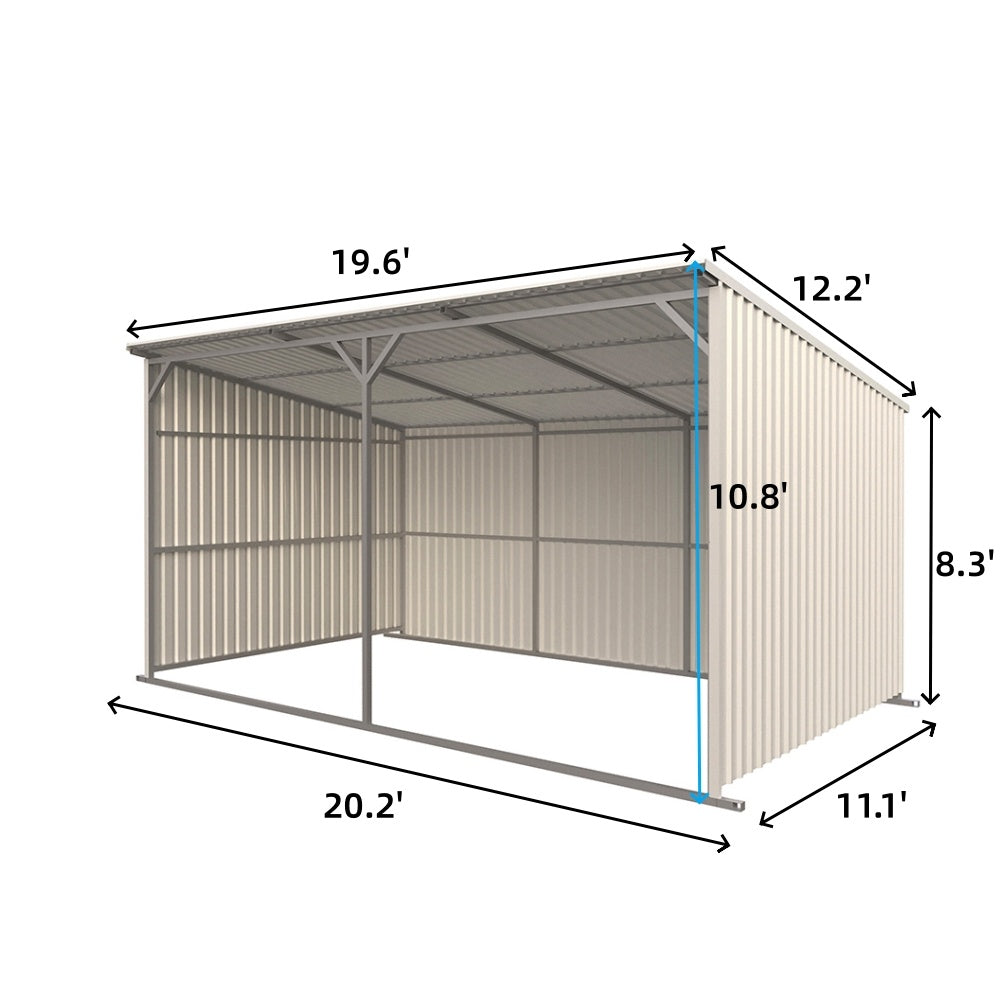20FT x 12FT Metal Livestock Shed for Horses & Farm Animals
