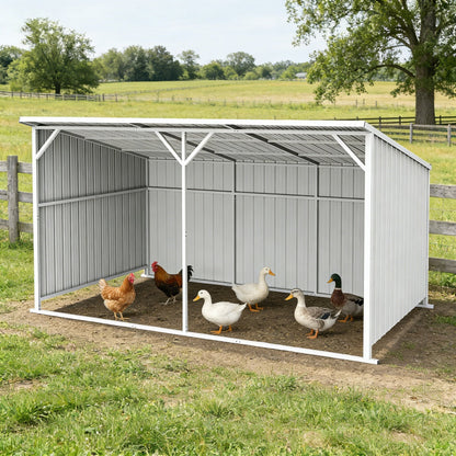 20FT x 12FT Metal Livestock Shed for Horses & Farm Animals