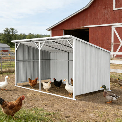 20FT x 12FT Metal Livestock Shed for Horses & Farm Animals