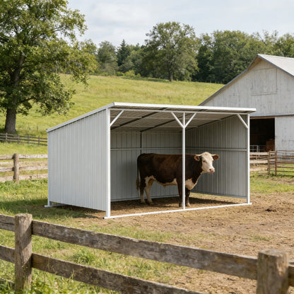 20FT x 12FT Metal Livestock Shed for Horses & Farm Animals