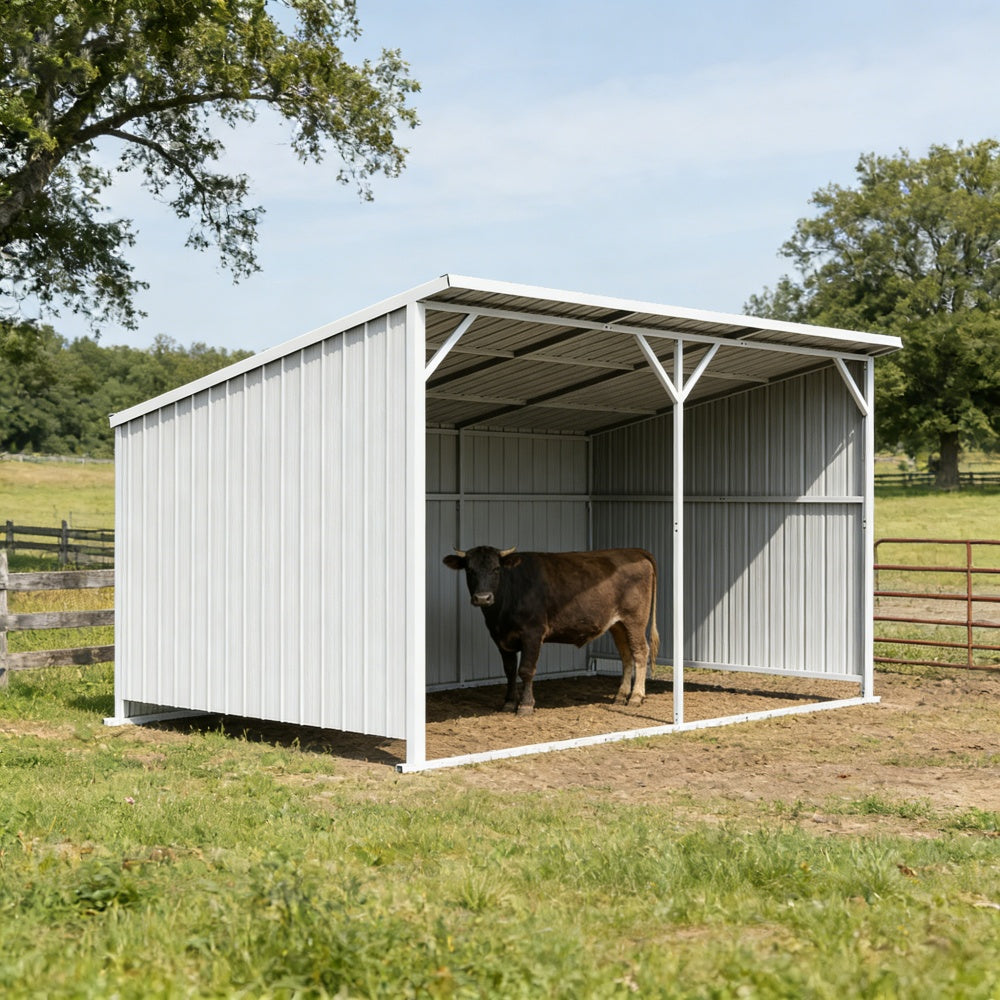 20FT x 12FT Metal Livestock Shed for Horses & Farm Animals