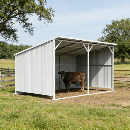20FT x 12FT Metal Livestock Shed for Horses & Farm Animals