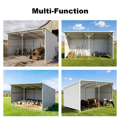 20FT x 12FT Metal Livestock Shed for Horses & Farm Animals