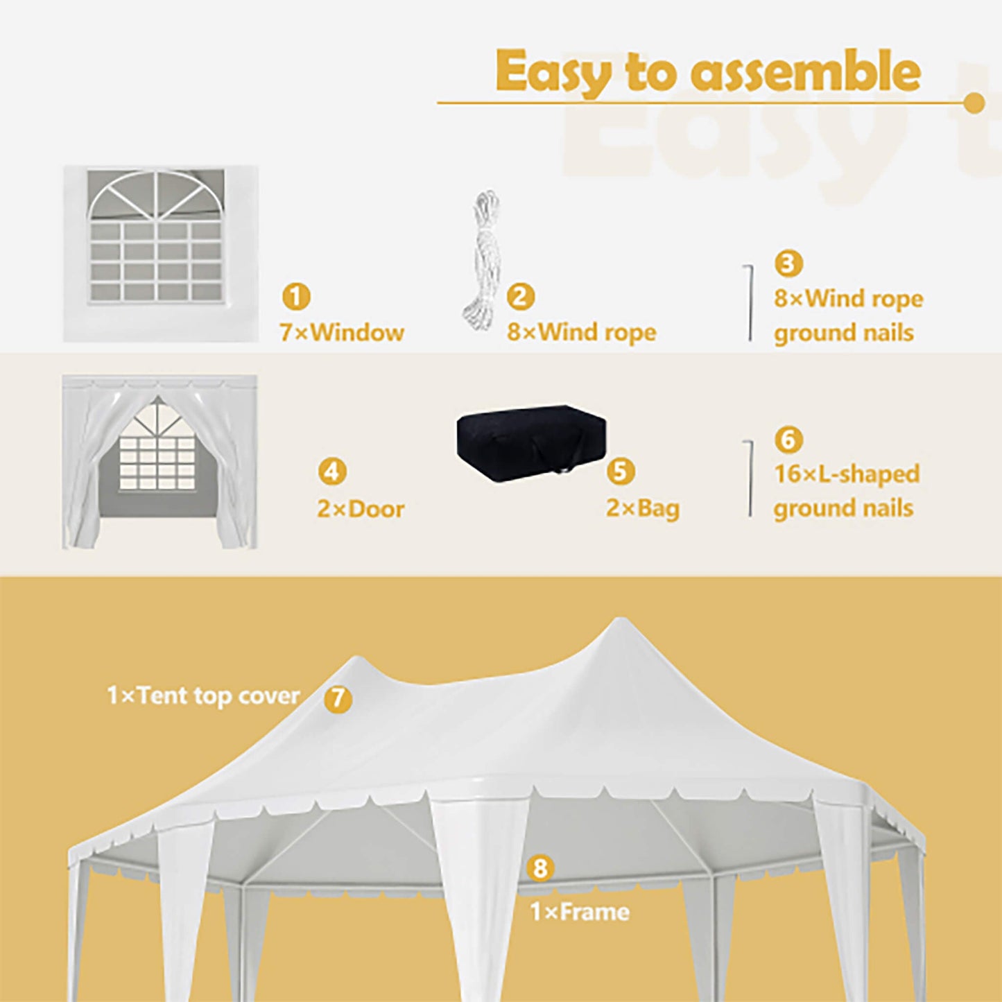 20' x 15' FT Alora Extra Large Heavy-Duty Outdoor Waterproof Party, Wedding Tent With Steel Frame