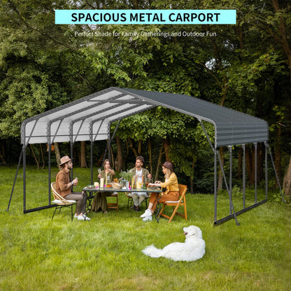 20' x 20' FT Alora Extra Large Heavy-Duty Outdoor Metal Carport With Galvanized Steel Roof