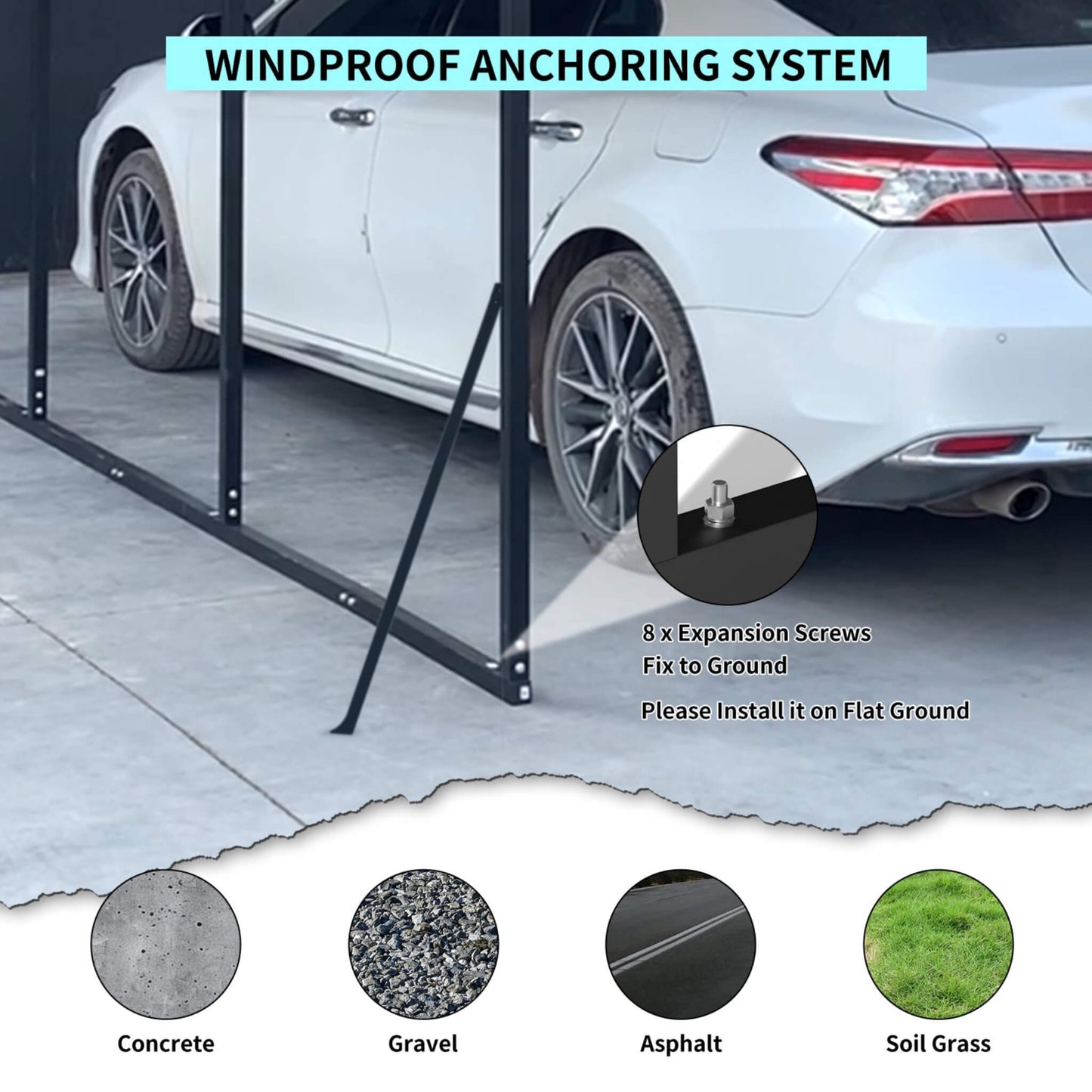 20' x 20' FT Alora Extra Large Heavy-Duty Outdoor Metal Carport With Galvanized Steel Roof