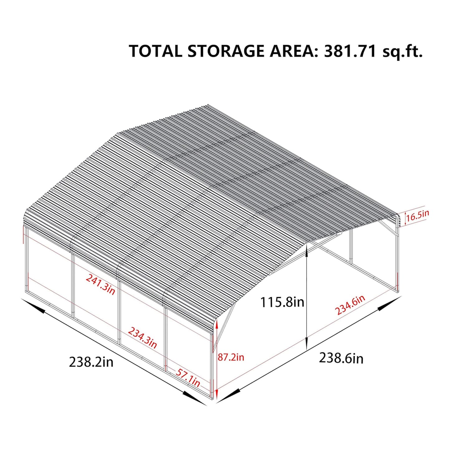 20' x 20' FT Alora Heavy Duty Extra Large 2 Car Metal Carport Kit