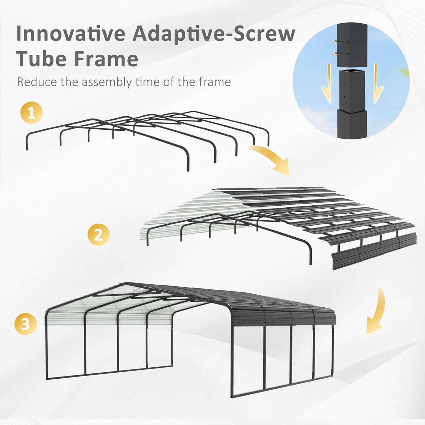 20' x 20' FT Alora Heavy Duty Extra Large 2 Car Metal Carport Kit