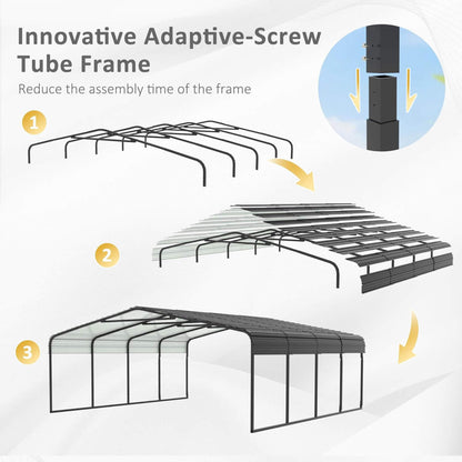 20' x 20' FT Alora Heavy Duty Extra Large 2 Car Metal Carport Kit
