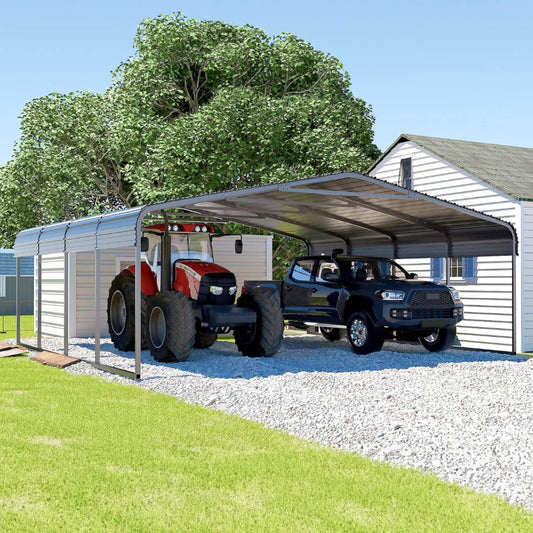 20' x 20' FT Alora Heavy Duty Extra Large 2 Car Metal Carport Kit