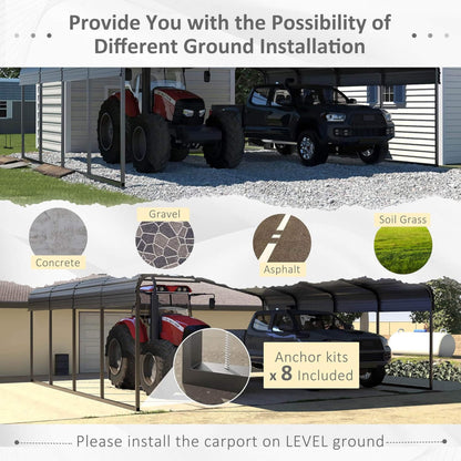 20' x 20' FT Alora Heavy Duty Extra Large 2 Car Metal Carport Kit