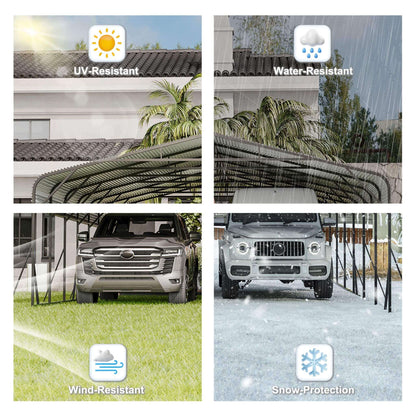 20FT X 30FT Alora Heavy-Duty Wind-Resistant Steel Roof Carport with Triangular Frame