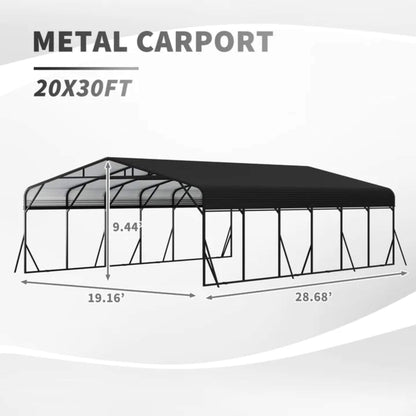 20FT X 30FT Alora Heavy-Duty Wind-Resistant Steel Roof Carport with Triangular Frame