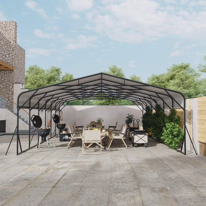 20FT X 30FT Alora Heavy-Duty Wind-Resistant Steel Roof Carport with Triangular Frame