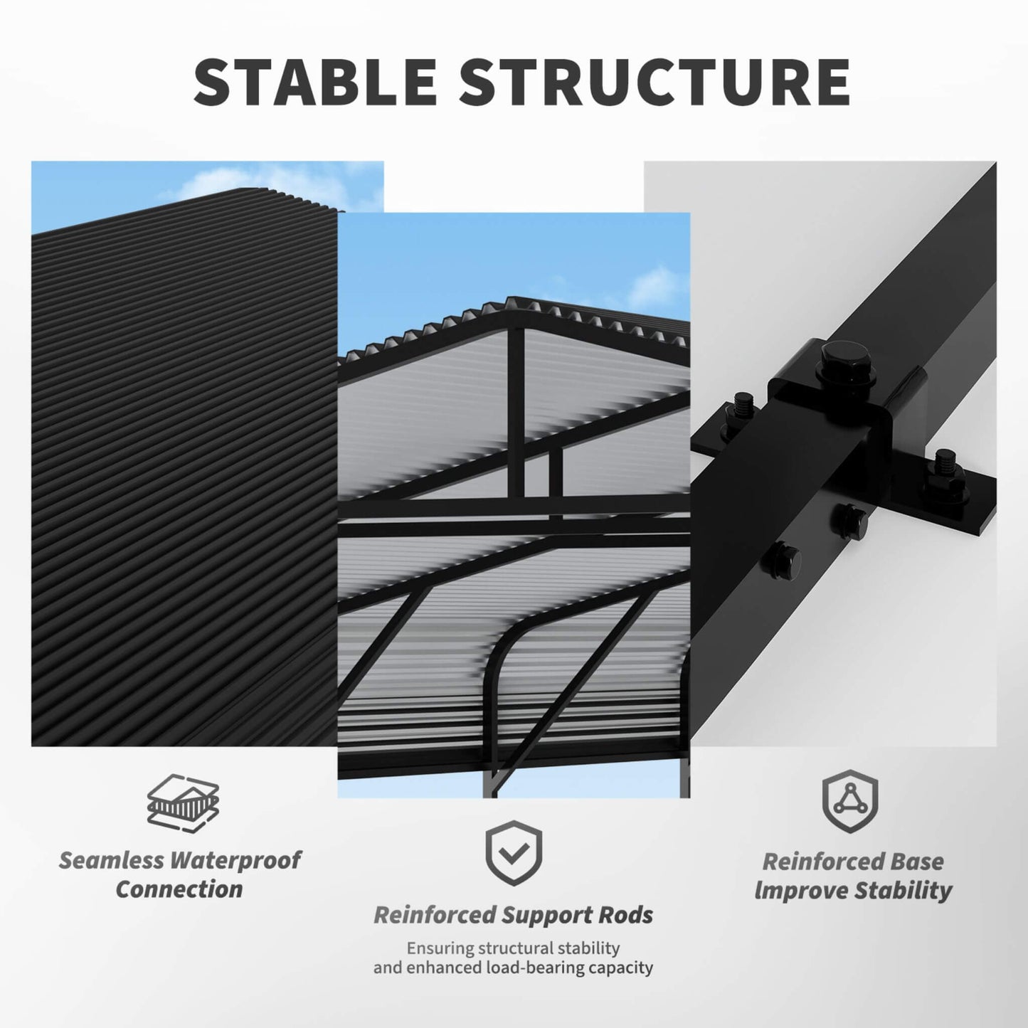20FT X 30FT Alora Heavy-Duty Wind-Resistant Steel Roof Carport with Triangular Frame