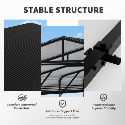 20FT X 30FT Alora Heavy-Duty Wind-Resistant Steel Roof Carport with Triangular Frame