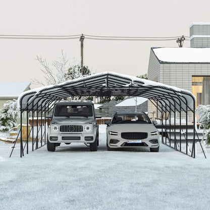 20FT X 30FT Alora Heavy-Duty Wind-Resistant Steel Roof Carport with Triangular Frame