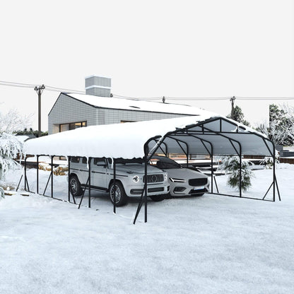 20FT X 30FT Alora Heavy-Duty Wind-Resistant Steel Roof Carport with Triangular Frame