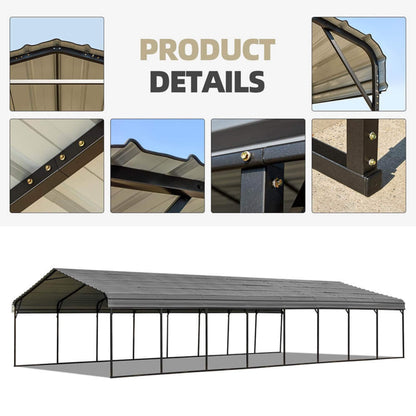 20' x 40' FT Alora Extra Large Heavy Duty Four Car Outdoor Metal Carport Canopy
