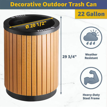 22-Gallon Heavy-Duty Commercial Outdoor Round Two-Stream Trash Can