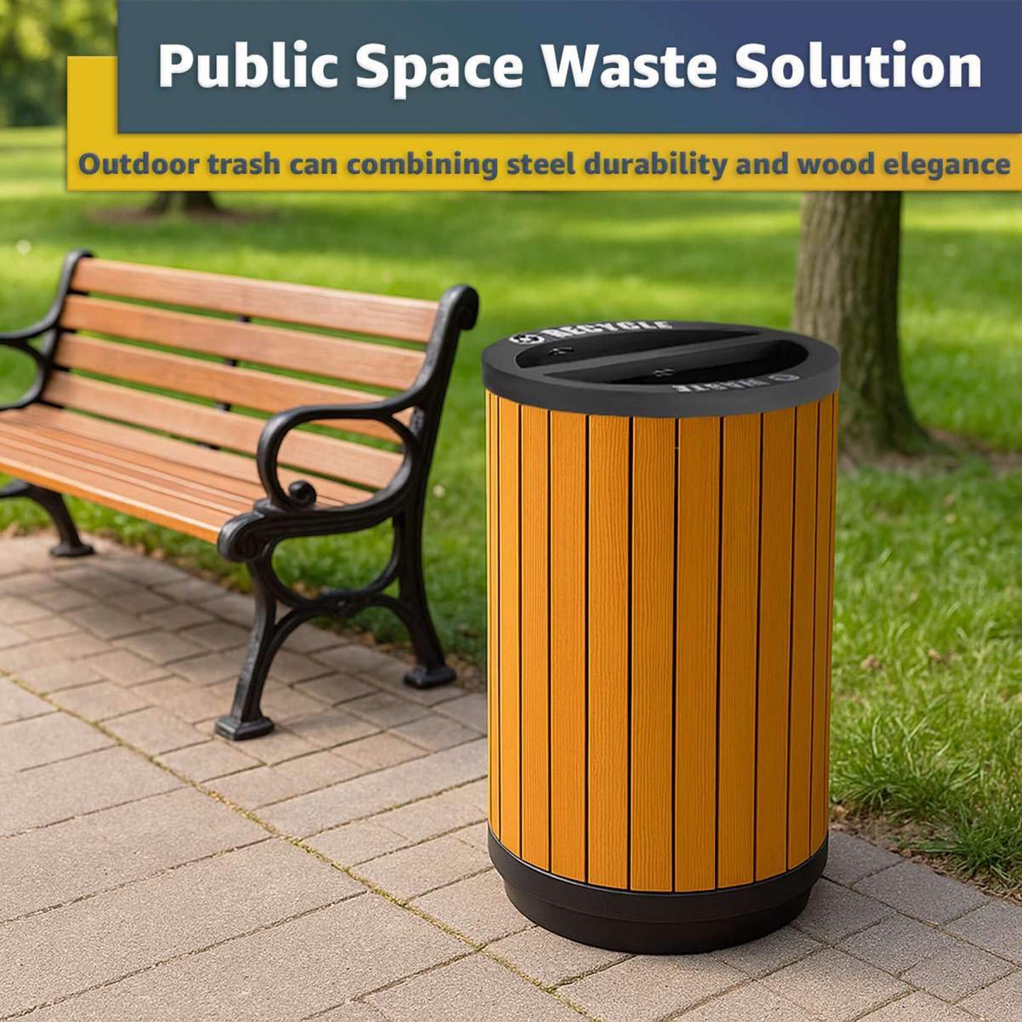 22-Gallon Heavy-Duty Commercial Outdoor Round Two-Stream Trash Can