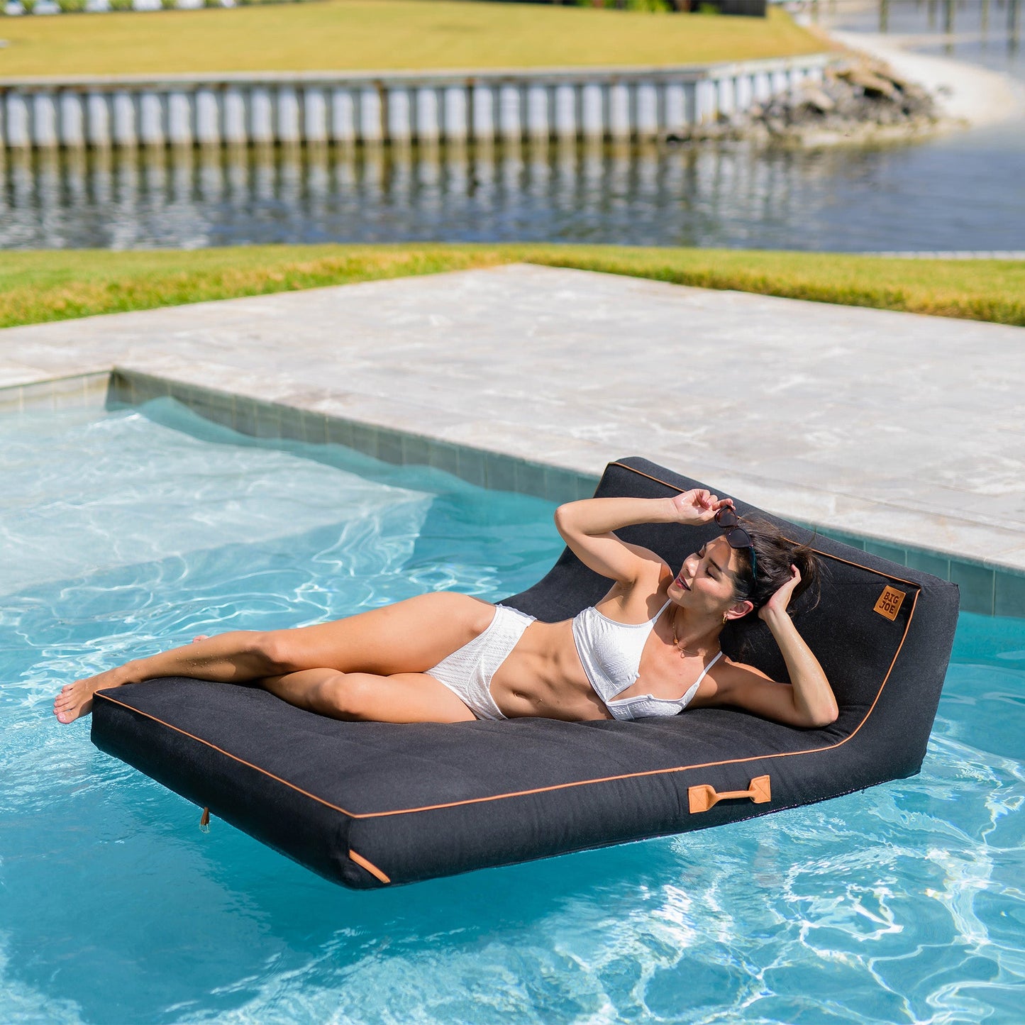 Lux Double Inflatable Chaise Pool Float with Sunbrella® Fabric