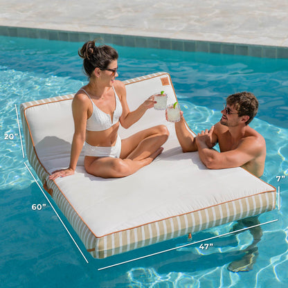 Lux Double Inflatable Chaise Pool Float with Sunbrella® Fabric