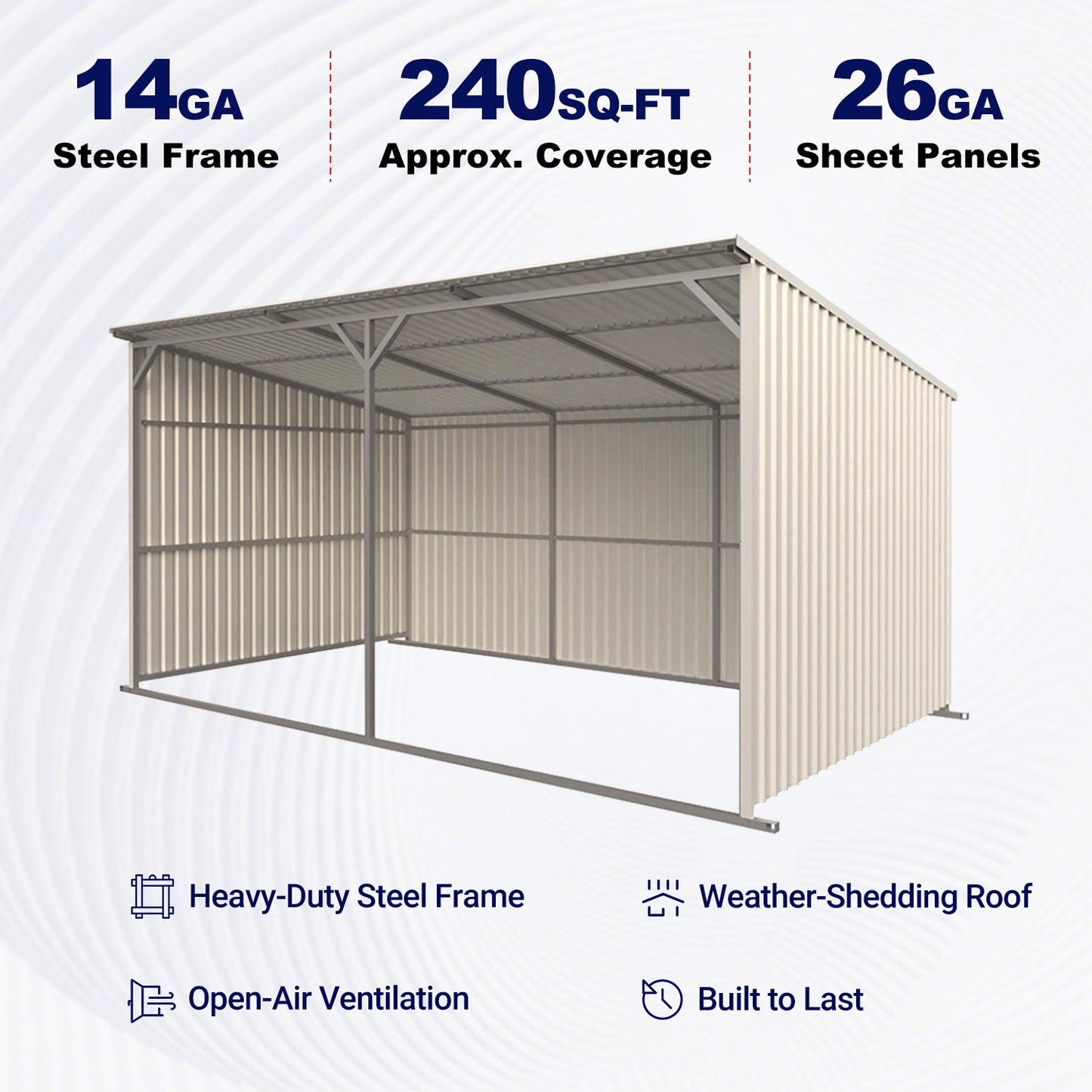 20FT x 12FT Metal Livestock Shed for Horses & Farm Animals