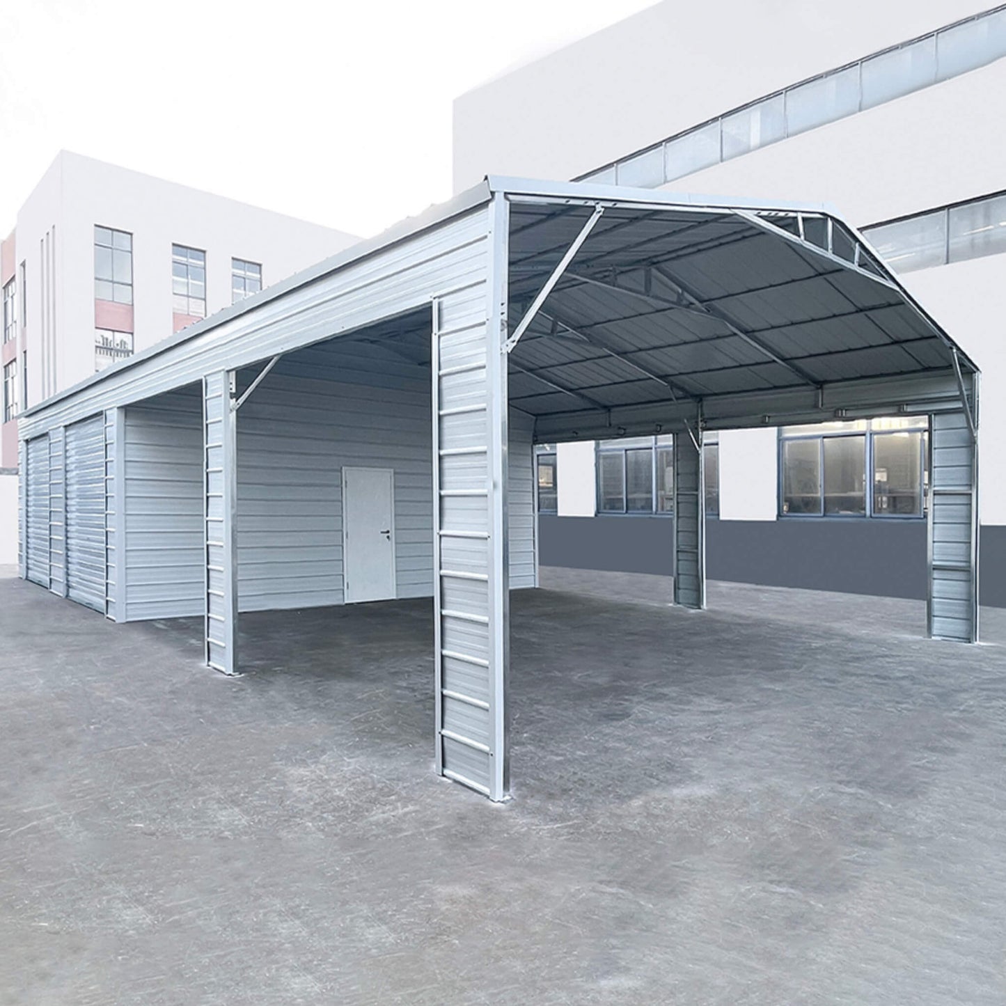 23' x 46' FT Heavy-Duty Steel Garage Storage Shed with Reinforced Roof and 2 Doors