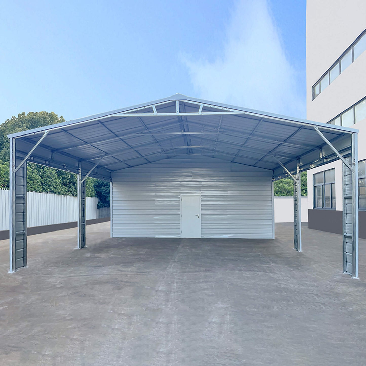 23' x 46' FT Heavy-Duty Steel Garage Storage Shed with Reinforced Roof and 2 Doors