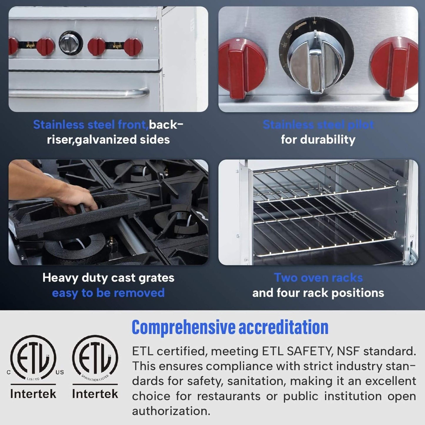 24-Inch Commercial 151K BTU 4-Burner Stainless Steel Freestanding Gas Range