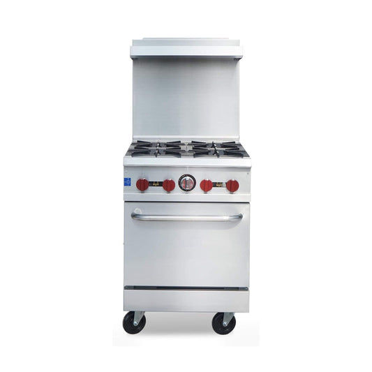 24-Inch Commercial 151K BTU 4-Burner Stainless Steel Freestanding Gas Range